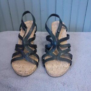 Aerosoles Womans Black 4" Wedge Heel Sandals